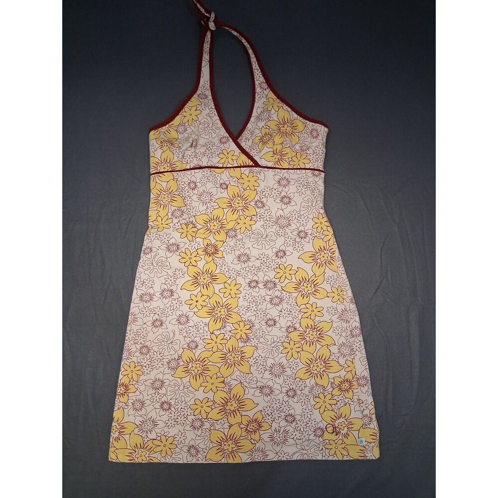 90's Ocean Pacific Op Halter Dress Sleeveless Floral Yellow Women's Size 5